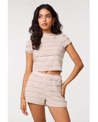 Pink Vanilla - Textured Short Sleeve Top & Short Set - Lyst