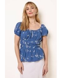 Blue Vanilla - Elasticated Waist Short Sleeve Square Top - Lyst