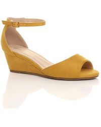 AJVANI - Mid Wedge Heel Ankle Strap Sandals - Lyst