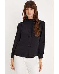 Oasis - Ruffle Lace Trim Long Sleeve Blouse - Lyst