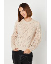Oasis - Pretty Pointelle And Bobble Crew Neck Jumper - Lyst