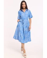 Liquorish - Embroidered Midi Shirt Dress - Lyst
