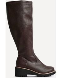 Linzi - Maintain Wide Fit Faux Leather Stretch High Leg Wedge Boot - Lyst
