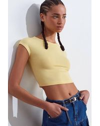 Dilvin - Slim Fit Crop Jersey Blouse - Lyst