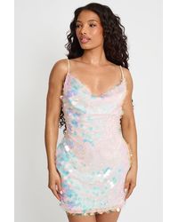 Public Desire - 3D Iridescent Disc Sequin Cowl Neck Dress - Lyst