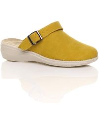 AJVANI - Low Wedge Heel Slingback Clogs Faux Leather Mules - Lyst