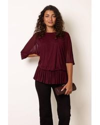 Blue Vanilla - Elasticated Waist Short Sleeve Round Neck Blouse - Lyst