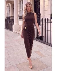 AX Paris - Hardware Detail Draped Midi Dress - Lyst