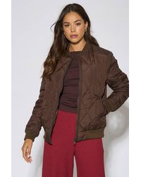 Gini London - Rib Trim Puffer Bomber Jacket - Lyst