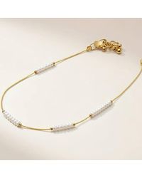 The Colourful Aura - Golden Brass Pearl Minimalist Thin Slim Foot Payal Anklet - Lyst