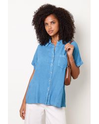 Blue Vanilla - Short Sleeve Button Up Collar Blouse - Lyst
