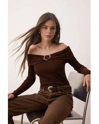 WOVCOR - Off-Shoulder Rib Knit Jumper W/ Ring Detail - Lyst