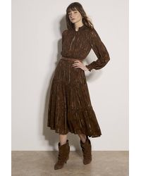 Apricot - Paisley Metallic Shimmer Tiered Midi Dress - Lyst