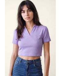 Enorsia - Cotton Jersey V Neck Cropped Top - Lyst