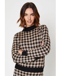 Oasis - Gingham Check Knitted Jumper - Lyst