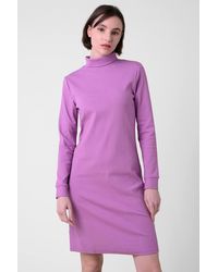 Enorsia - Ribbed Roll Neck Long Sleeve Mini Dress - Lyst