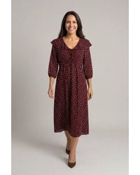 Izabel London - Polka Dot Print Ruffled Midi Dress - Lyst