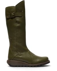 Infinity Leather - Leather Wedge Heel Knee High Long Boots - Lyst