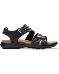 Clarks - Kitly Ave Leather Flat Sandals - Lyst