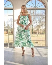 Yours - Botanical Leaf Print Linen Look Dress - Lyst