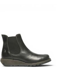Infinity Leather - Fly London Salv Chelsea Leather Ankle Casual Wedge Heel Boots - Lyst