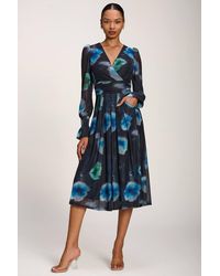 Jolie Moi - Long Sleeve Printed Mesh Midi Dress - Lyst