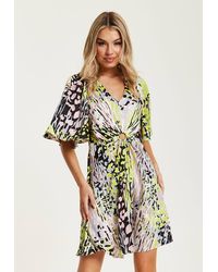 Liquorish - Multicolour Abstract Print Mini Dress W/ Cut Out Front - Lyst