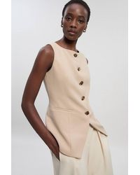 Karen Millen - Compact Essential Button Detail Waistcoat - Lyst