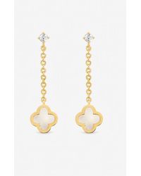 Jon Richard - Plated & Mother Of Pearl Clover Chain Drop Earrings - Lyst