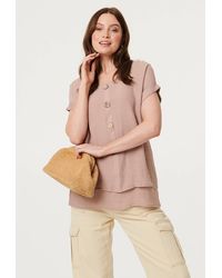 Izabel London - Layered Hem Short Sleeve Tunic Top - Lyst