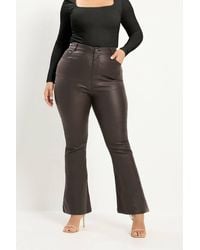 Yours - Wide Leg Coated Flare Trousers - Lyst
