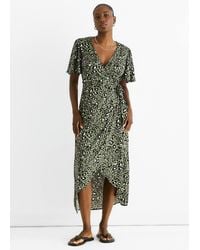 Gini London - Animal Print Viscose Wrap Midi Dress - Lyst