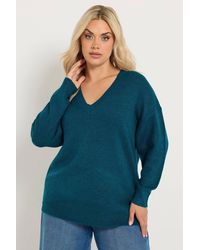 Yours - Knitted V-Neckline Jumper - Lyst