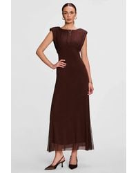Jolie Moi - Lace Insert Mesh Maxi Dress - Lyst