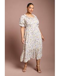 Dorothy Perkins - Plus Ruffle Neckline Frill Sleeve Tiered Midi Dress - Lyst