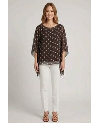 Izabel London - Polka Dot Print 3/4 Sleeve Tunic Blouse - Lyst