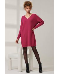 Jolie Moi - V-Neck Ribbed Knit Tunic Jumper - Lyst