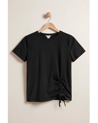 Enorsia - Combed Cotton Ruched Front Short Sleeve T-Shirt - Lyst