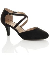 AJVANI - Mid Heel Crossed Straps Court Shoes - Lyst
