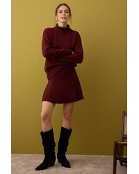 WOVCOR - 2-Piece Textured Knit Turtleneck Sweater & Pleated Skirt Set - Lyst