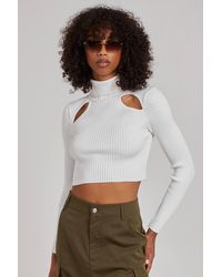 Pink Vanilla - Ribbed Roll Neck Jumper W/ Cut Out Detail - Lyst