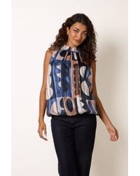 Blue Vanilla - Elasticated Waist Sleeveless Round Neck Blouse - Lyst