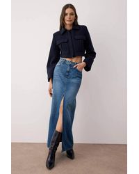 WOVCOR - Maxi Denim Skirt W/ Front Slit & Classic Five-Pocket Design - Lyst