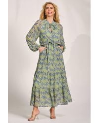 Jolie Moi - Chiffon Long Sleeve Tiered Maxi Dress - Lyst