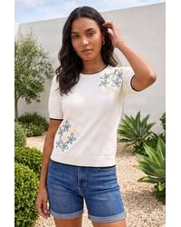 Roman - Floral Knit T-Shirt - Lyst