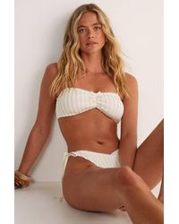 Nasty Gal - Textured Lace Trim Bow Ruched Crop Tie Side Bikini Set - Lyst