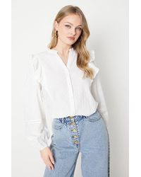 Oasis - Dobby Frill Sleeve Button Through Top - Lyst