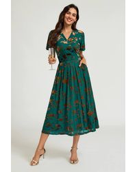 FS Collection - Velvet Flock Short Sleeve Midi Dress - Lyst
