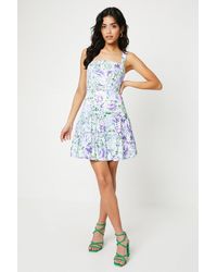 Oasis - Petite Occasion Floral Strappy Belted Mini Dress - Lyst