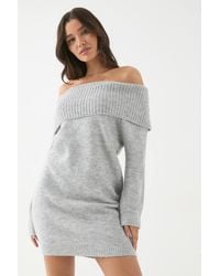 MissPap - Premium Knit Bardot Foldover Sweater Dress - Lyst